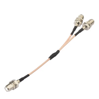 F Type Coax Cable Splitter F Male Female 3 Way RF RG316 Coaxial Cable 19cm/7.5" - Image 1 of 3