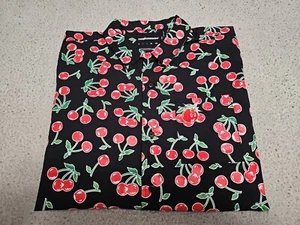 NEW The Hundreds CHERRY BOMB Black Catalina Hawaiian Button-up S/S Shirt Medium  - Picture 1 of 15