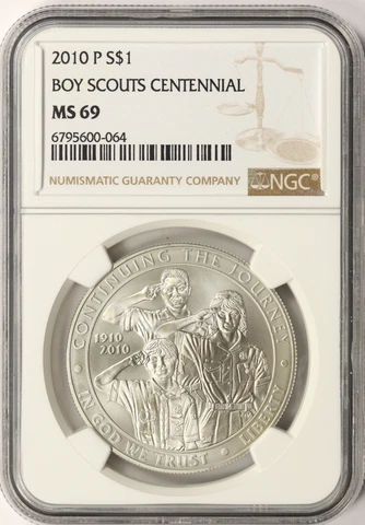 2010-P Boy Scouts Centennial $1 Commemorative Silver Dollar NGC MS69 Cover