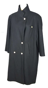 Billycoat Black Wool Overcoat Car Great High Collar Lapel Heavy Long Trench Full - Picture 1 of 14
