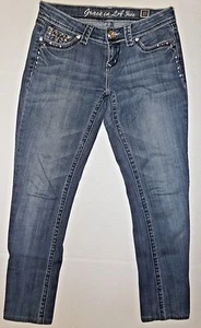 Pantalones de mezclilla ajustados Grace In La Junior bolsillos embellecidos talla 3/25 estrás bling - Imagen 1 de 8