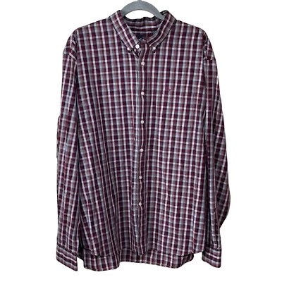 Dockers Men's Button Down Shirt Red White Plaid Casual Cotton Blend Size XXL - Image 1 of 4