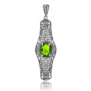 2CT Natural Peridot 925 Sterling Silver Vintage Style Pendant Jewelry AB*273 - Picture 1 of 1