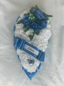 Artificial Silk Funeral Flower Teardrop Memorial Tribute Wreath Mum Dad Son Nan - Picture 1 of 9
