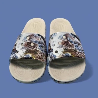 Diapositivas de camuflaje Crocs Realtree Aspect unisex para adultos azul/marrón/blanco-M8/W10 Foto 1 de 4