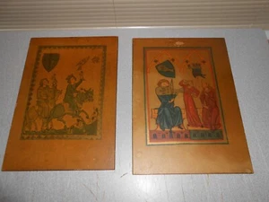 LOT OF 2 MEDIEVAL OPERA DECOUPAGE ORIGINATED IN FRANCE WALL HANGING PLAQUE - Picture 1 of 3