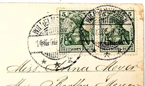 Pair of Vintage Deutsche Reich 5PF German stamps on Postcard - Picture 1 of 3