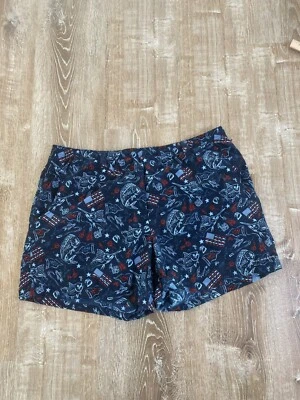 Columbia PFG Pantalones Cortos Hombres XXL Peces Patriótico Rojo Blanco Azul Banderas Forradas Nylon Usado en Excelente Condición Foto 1 de 4