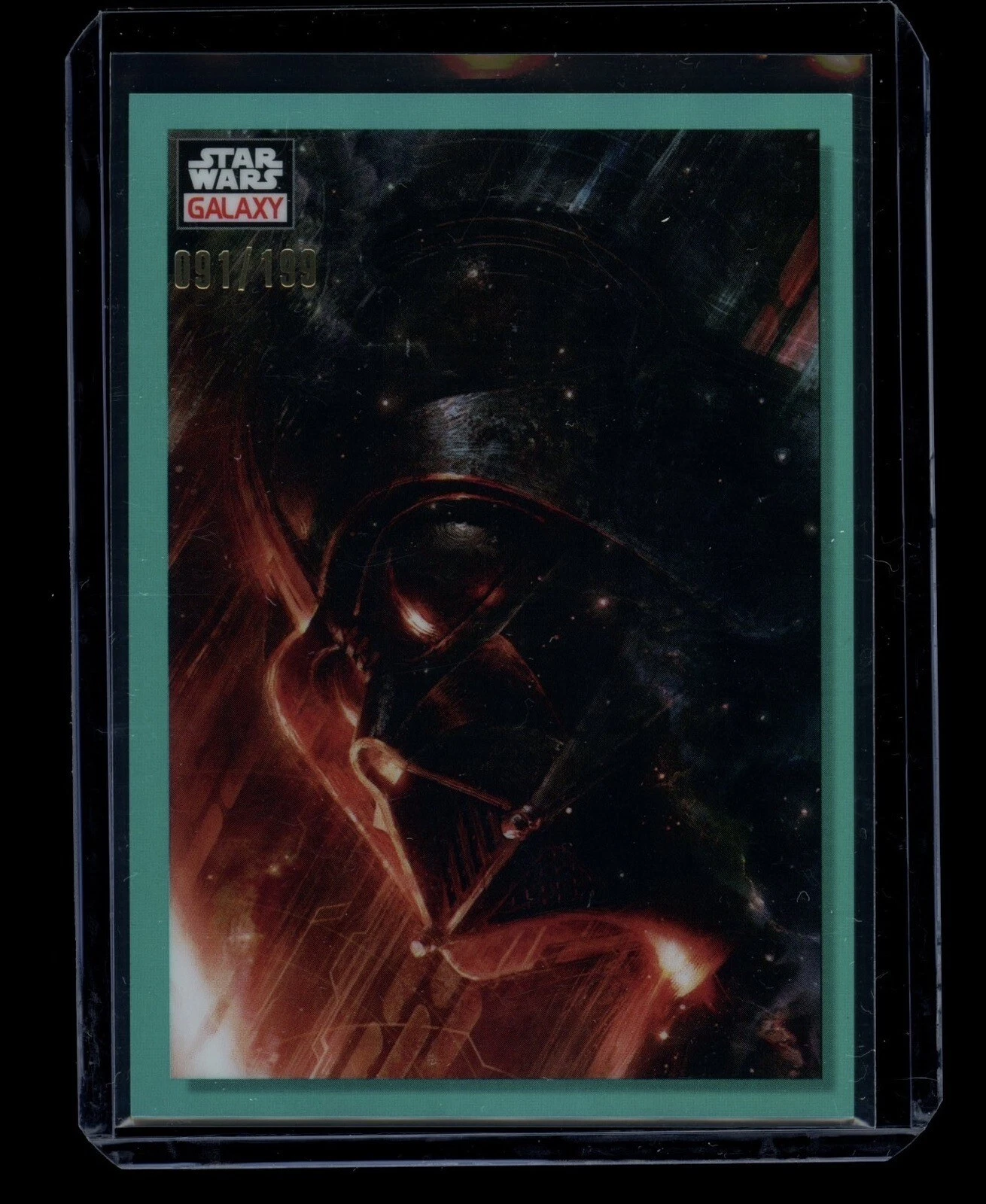 2023 Topps Chrome Star Wars Galaxy #100 Forced In Darkness Aqua /199 Refractor