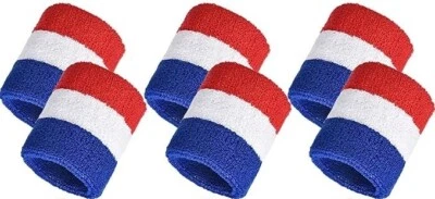 Vabean 6-Pack Striped Wrist Sweatbands, 3.15"x6" - NEW