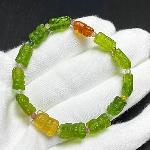 6*7*12 mm Natürlicher Grün Gelb Turmalin Kristall Frauen Geschnitzt Perlen Armband - Bild 1 von 8