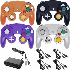 4 Pack Wired Gamecube Controllers with 4 Port USB Adapter and 4 Pcs Extension... - Picture 1 of 9