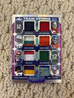 2022 Leaf In The Game Used Sports HOF Quarterbacks Patch /2 Tom Brady Dan Marino - Image 1 of 2