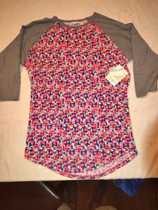 LuLaRoe Randy Long Sleeve Shirt Top Size Large NWT L Geometric Colorful Gray NEW - Picture 1 of 5