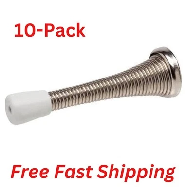 NUEVO PAQUETE DE 10 topes de puerta de resorte Everbilt de 3" cromados con punta blanca ENVÍO GRATUITO Foto 1 de 4