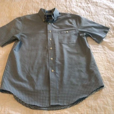 Towncraft Mens Shirt Size Small Button Up Short Sleeve Blue Plaid - Image 1 of 4
