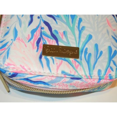 Bolsa de viaje cosmética Lilly Pulitzer bolsa estampado de arrecife de coral logotipo dorado cierre de cremallera Foto 1 de 4