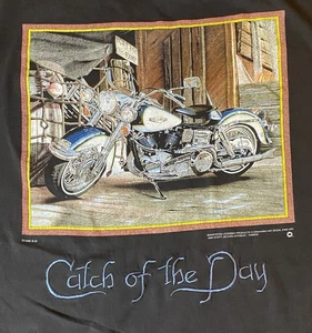 Vintage 1996 Harley Davidson Mens XXL “Catch of the Day” Single Stitch Shirt - Picture 1 of 6