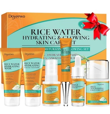 Set de Cuidado de la Piel, Mujeres Adolescentes Cuidado de la Piel Arroz Agua Hidratante Brillo Reparación Antienvejecimiento... Foto 1 de 4