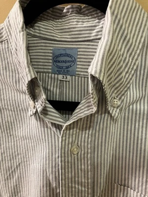 Mercer & Sons Charcoal Stripe Oxford Cloth Button Down Shirt Size 15 X 33 - Image 1 of 3