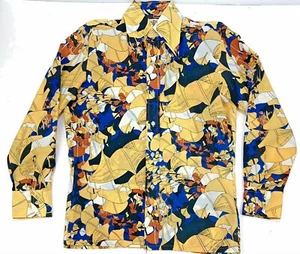 Camicia Uomo Duds Astratta Psichedelica Disegno Floreale Bottoni Frontali Tg S Vintage - Foto 1 di 7