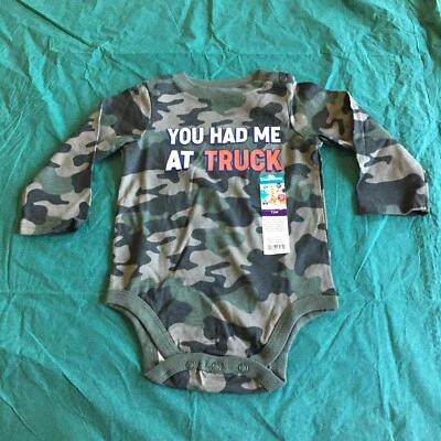 NWT Garanimals One Piece Long Sleeve Camouflage “You Had Me At Truck” 12 Months - Image 1 of 4