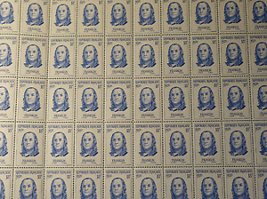 FEUILLE SHEET TIMBRE BENJAMIN FRANKLIN N°1085 x50 1956 NEUF** LUXE MNH COTE 165€