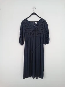 Per Una Mesh Detail Beaded Longline Maxi Dress Smoke Short Sleeve Belt NWOT F2 - Picture 1 of 5