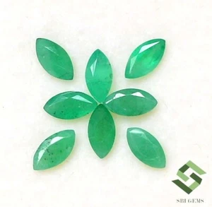 6x3 mm Natural Emerald Marquise Cut Lot 08 Pcs 2.25 CTS Faceted Loose Gemstones - Picture 1 of 8