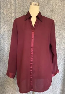 Women’s Kaleidoscope Smart Blouse Shirt In Wine Red/Burgundy. Size UK 16 - Picture 1 of 13