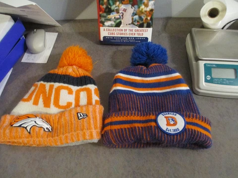 Lot of 2 NEW ERA DENVER BRONCOS Orange Blue Stocking Cap-sz Youth EUC-FREE SHIP Cover