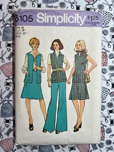 Simplicity Pattern 6105 Misses Vest Skirt & Pants Size 16 Bust 38 Waist 30 Cut - Picture 1 of 3