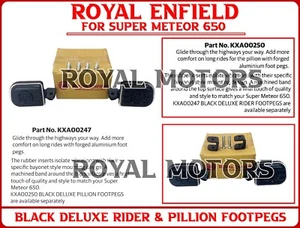 Genuine Royal Enfield BLACK DELUXE RIDER & PILLION FOOTPEGS For Super Meteor 650 - Picture 1 of 20