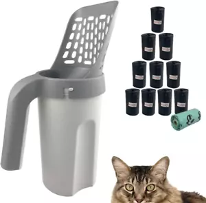 Cat Litter Scooper with Trash Container,Portable Litter Scoop Holder,Litter Scoo - Picture 1 of 7