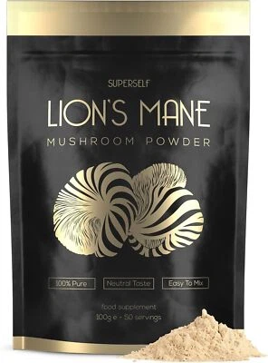 SUPERSELF Lion's Mane Mushroom Powder - Brain Supplement for Focus & Clarity - 100% Pure