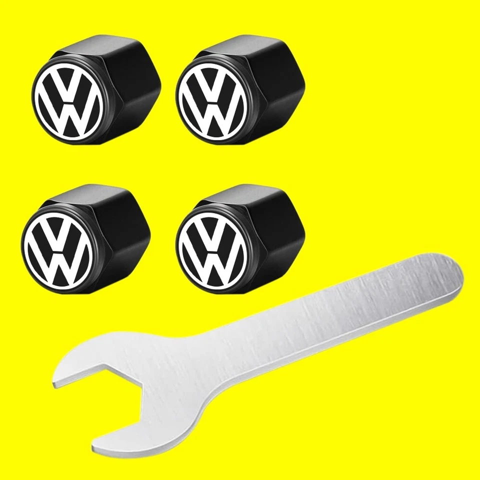 4x Tapas de vástago de válvula de neumático de coche portátiles de alta calidad con llave pequeña para ruedas de coche Foto 1 de 4