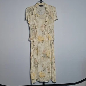 2 Piezas Vintage Connected Talla Vestido midi 8P con blusa manga dividida estampado floral - Imagen 1 de 12