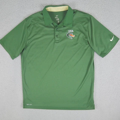 UAB Blazers Polo Shirt Mens Medium Green Short Sleeve Football Nike DRI-FIT Cover