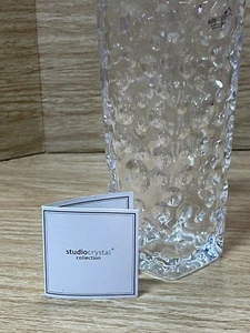 Studio Crystal collection bud vase indented circles clear square floral - Picture 1 of 8