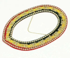 CUELLO SHERINER MASÓNICO DE LUJO TRES COLORES DE RESPALDO DIAMANTES DE IMITACIÓN ALREDEDOR CUELLO DE CADENA - Imagen 1 de 1