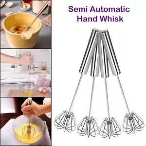Hand Push Whisk Eggs Beater Semi-Auto Stainless Steel Rotary Whisk Blender Mixer - Picture 1 of 12