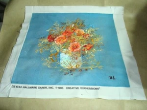 Creative Expressions 1043 FLORAL POPPY Needlepoint Completed 16"x 16" USA ‘83 - Picture 1 of 5