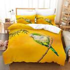 Green Parrot Yellow Quilt Duvet Cover Set Bedspread Single Bed Linen Double