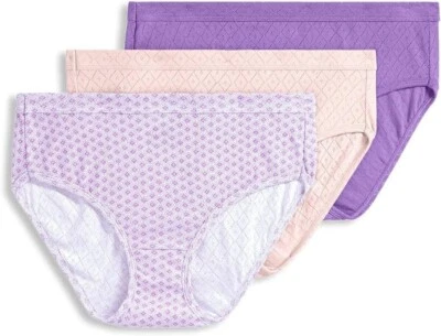 Jockey 3-Pack Elance Hipster 1540 Breathe 100% Cotton 10/3XL Purple/Coral  NIP - Image 1 of 3