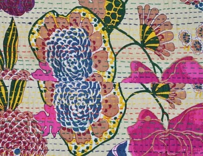 Sábana bajera de algodón vintage hecha a mano para la reina india Gudari Foto 1 de 4