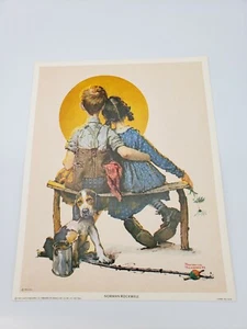Norman Rockwell "Puppy Love"  "Boy and Girl Gazing at the Moon" 1972 Lithograph  - Picture 1 of 4