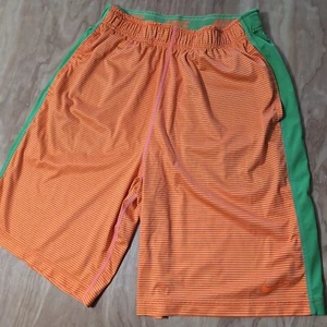 Men’s Nike Orange Green Athletic Basketball Shorts Size M Stretch - Picture 1 of 8