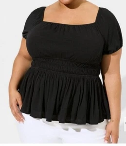  Torrid Black Washable Crinkle Gauze Cris Cross Back Top  Blouse NWT 2/2x  - Picture 1 of 4