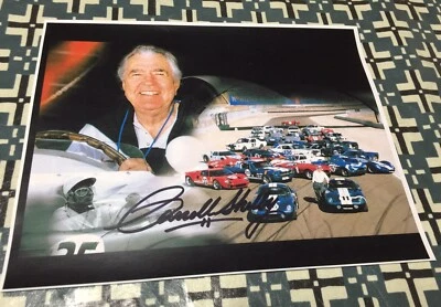 CARROLL SHELBY SIGNED MONTEREY HISTORIC PHOTO COBRA FORD GT 40 MKIV VERY COOL 4U - Image 1 of 4