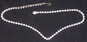 VINTAGE RHINESTONE NECKLACE, SILVER TONED METAL, 15 IN. - Picture 1 of 6